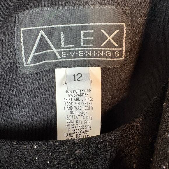 ALEX EVENINGS Gown And Jacket Shimmer Chiffon 2 PC SET Black Size 12 - Picture 6 of 10